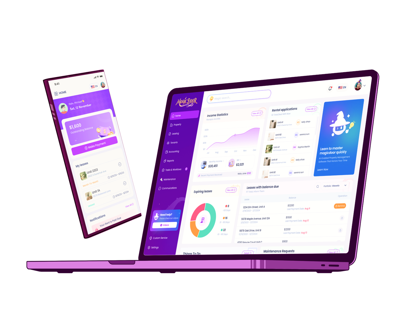 MagicDoor on laptop and mobile